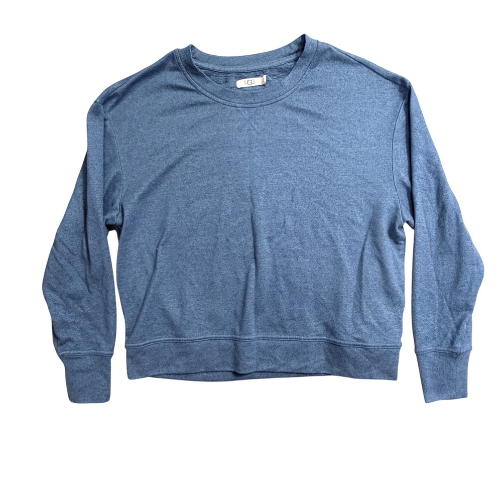 UGG Womens Crewneck Sweatshirt Blue Heathered Pullover Lounge Top Large